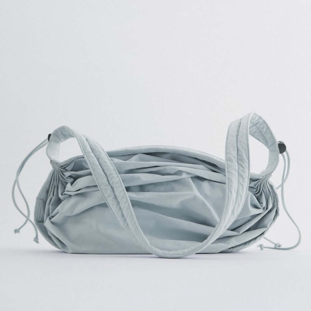NWT Zara Foldable Pleated Crossbody Bag Light Blue